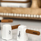 SALT&PEPPER POT WITH BAMBOO BASE