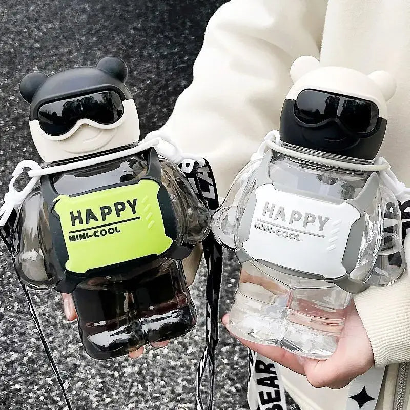 Cute Happy Mini Cool Water Bottle With Straw