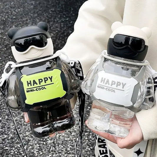 Cute Happy Mini Cool Water Bottle With Straw