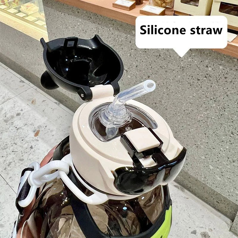 Cute Happy Mini Cool Water Bottle With Straw