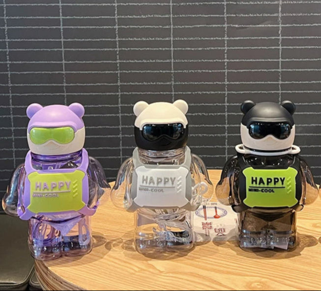 Cute Happy Mini Cool Water Bottle With Straw