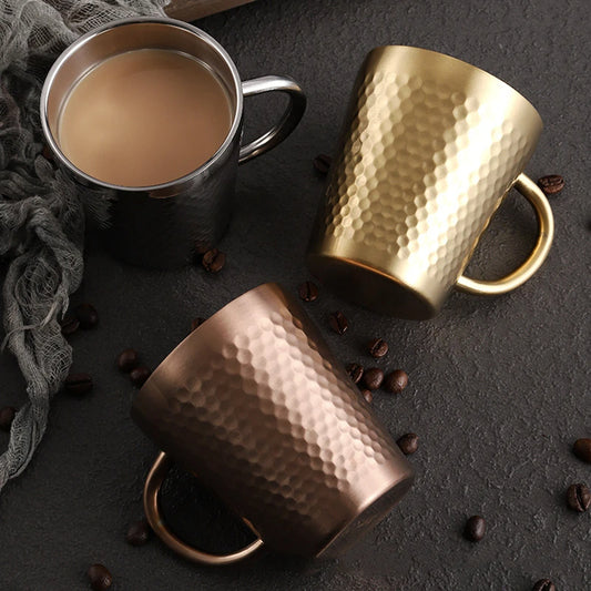 Hammered Texture Golden Coffee Cup