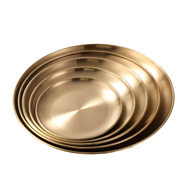 Elegant Golden Round Serving Tray