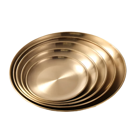 Elegant Golden Round Serving Tray