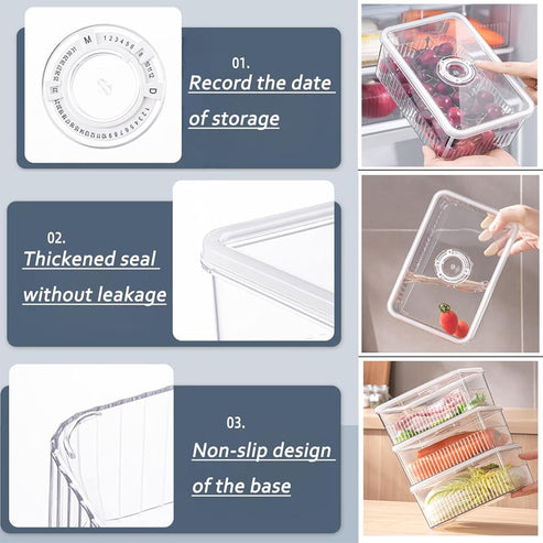 Refrigerator Food Storage Container With Time Recorder