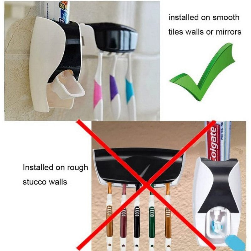 Automatic Toothpaste Dispenser With Toothbrush Holder Organizer Set
