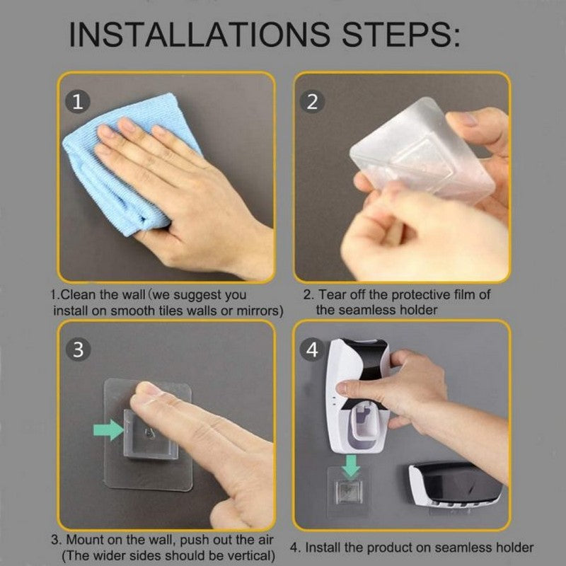 Automatic Toothpaste Dispenser With Toothbrush Holder Organizer Set