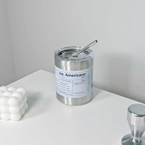 Insulated Coffee Cup with Straw and Lid - 350 ML