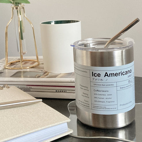 Insulated Coffee Cup with Straw and Lid - 350 ML