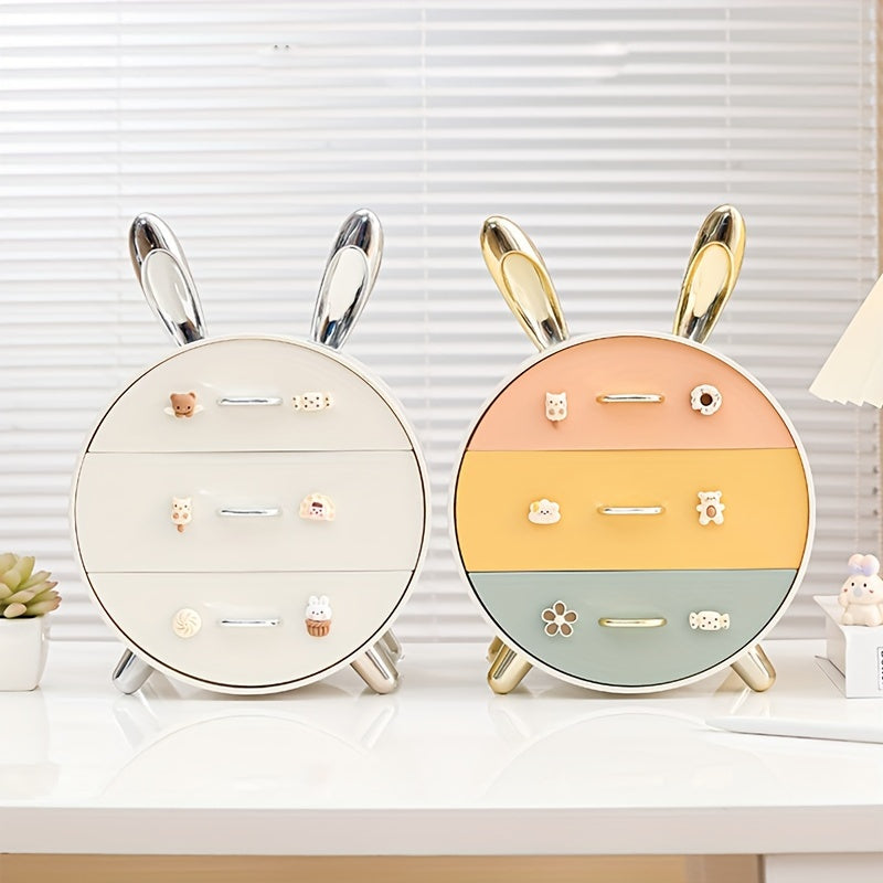 Cute Cartoon Bunny Ear Desktop Cosmetic Organizer