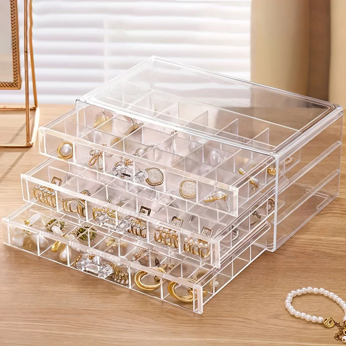 72-Grid Transparent Jewellery Box