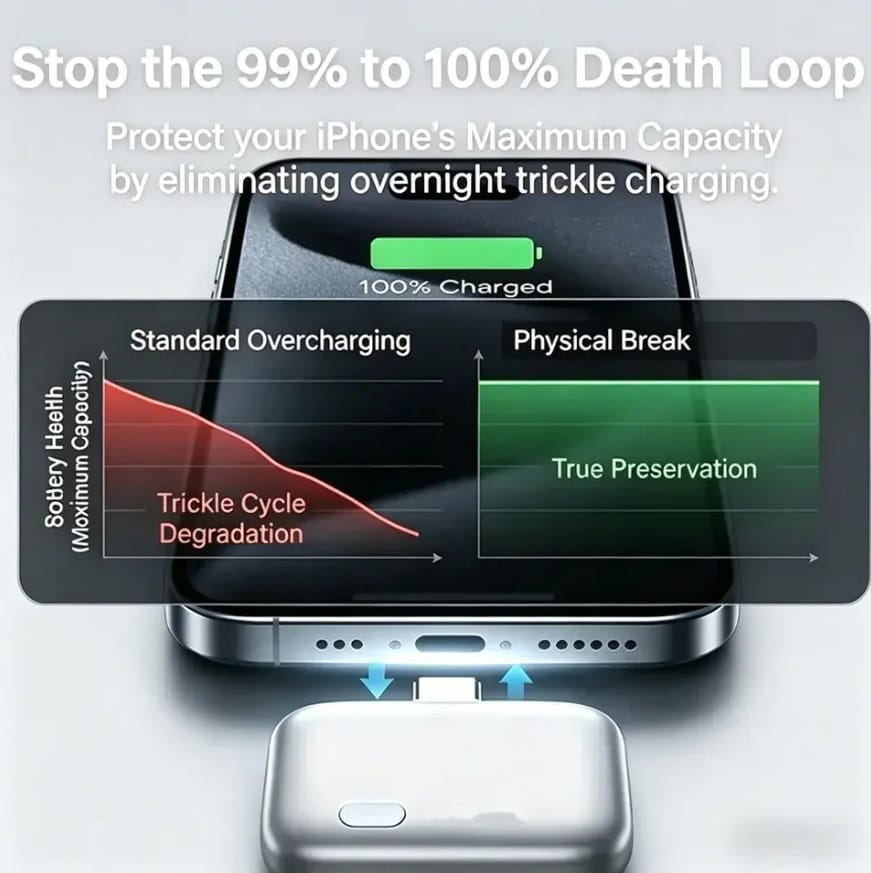Portable USB-C Automatic Power-Off Charging Pops Up Device Physically Disconnects