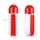 2 in 1 Water Bottle With Pill Organizer 600ml