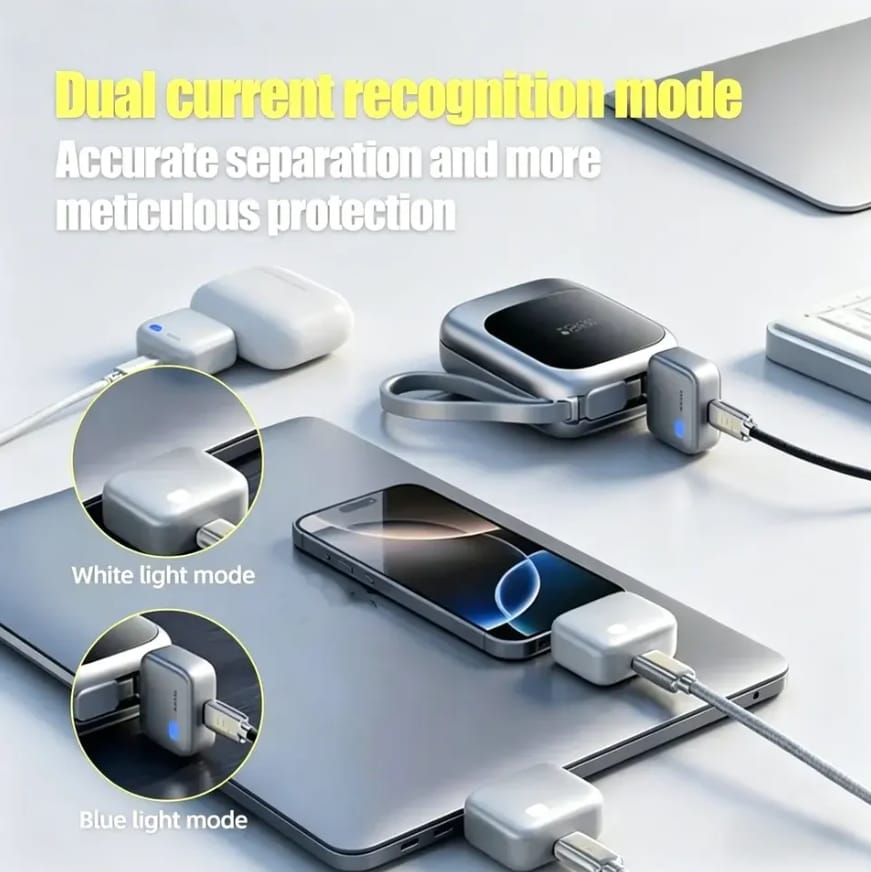 Portable USB-C Automatic Power-Off Charging Pops Up Device Physically Disconnects