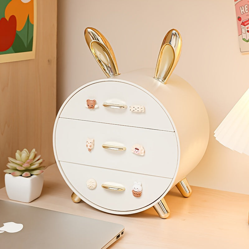 Cute Cartoon Bunny Ear Desktop Cosmetic Organizer