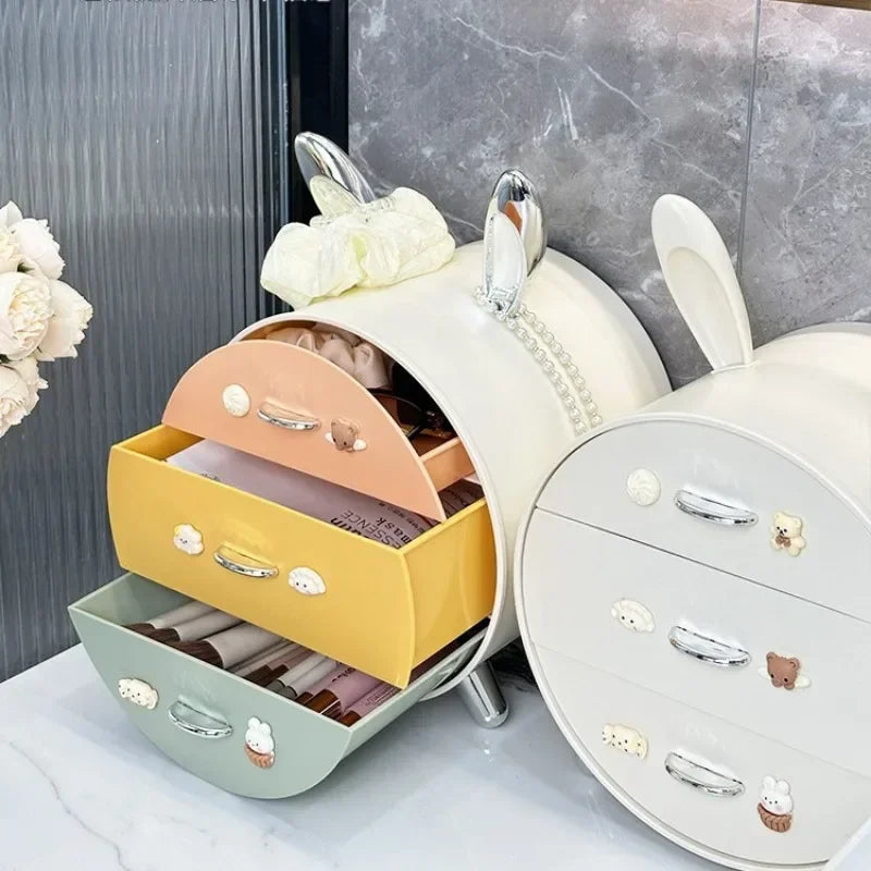 Cute Cartoon Bunny Ear Desktop Cosmetic Organizer